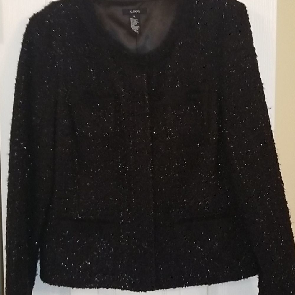 Alfani Wool Blend Jacket Black Womens Size 16